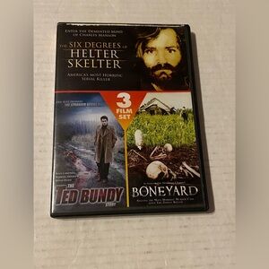 3 Film Set dvd Ted Bundy, Boneyard, The Six Degrees of Helter Skelter
